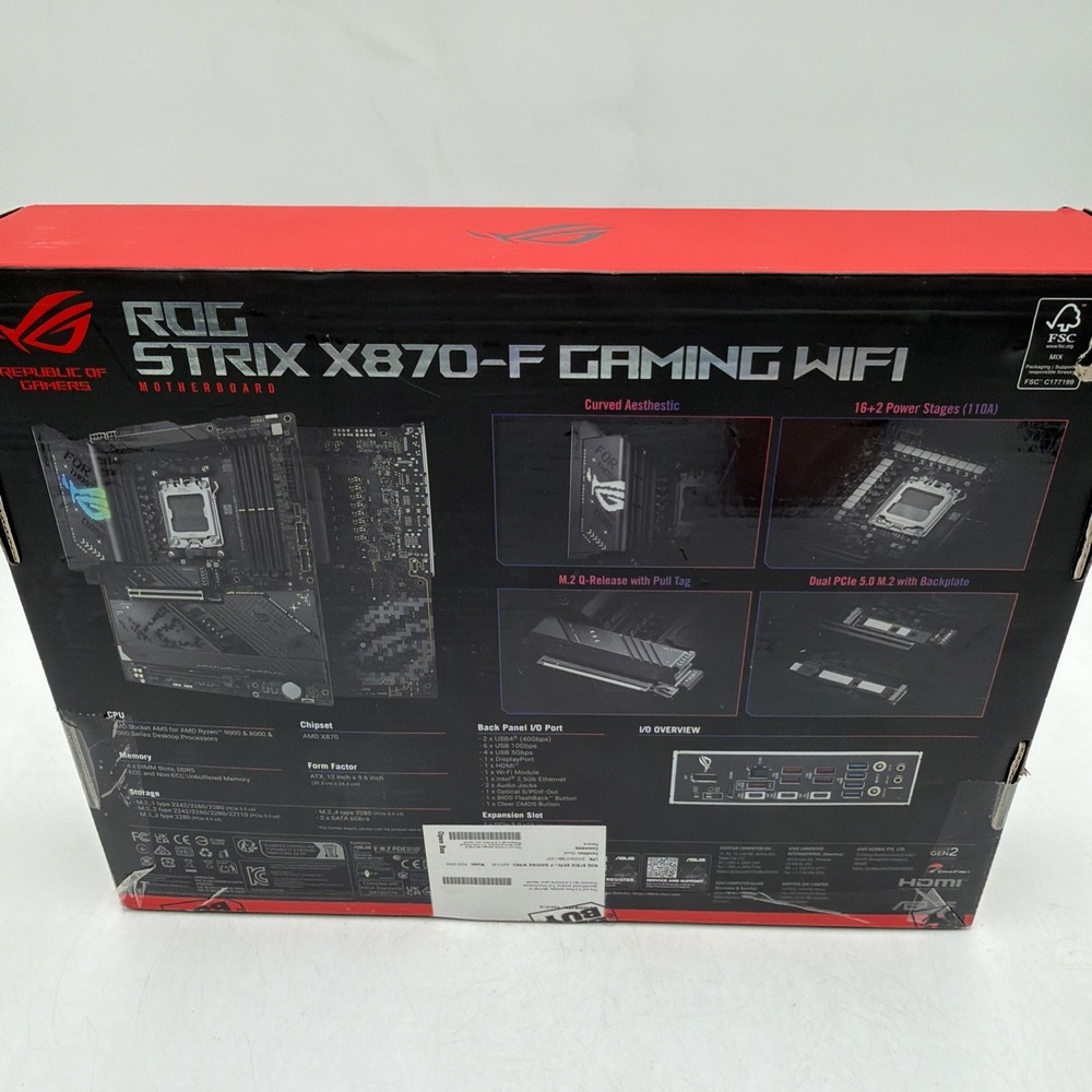 ASUS ROG Strix X870-F Gaming WiFi AM5 Motherboard PCIe 5.0 DDR5 For PARTS - Picture 4 of 11